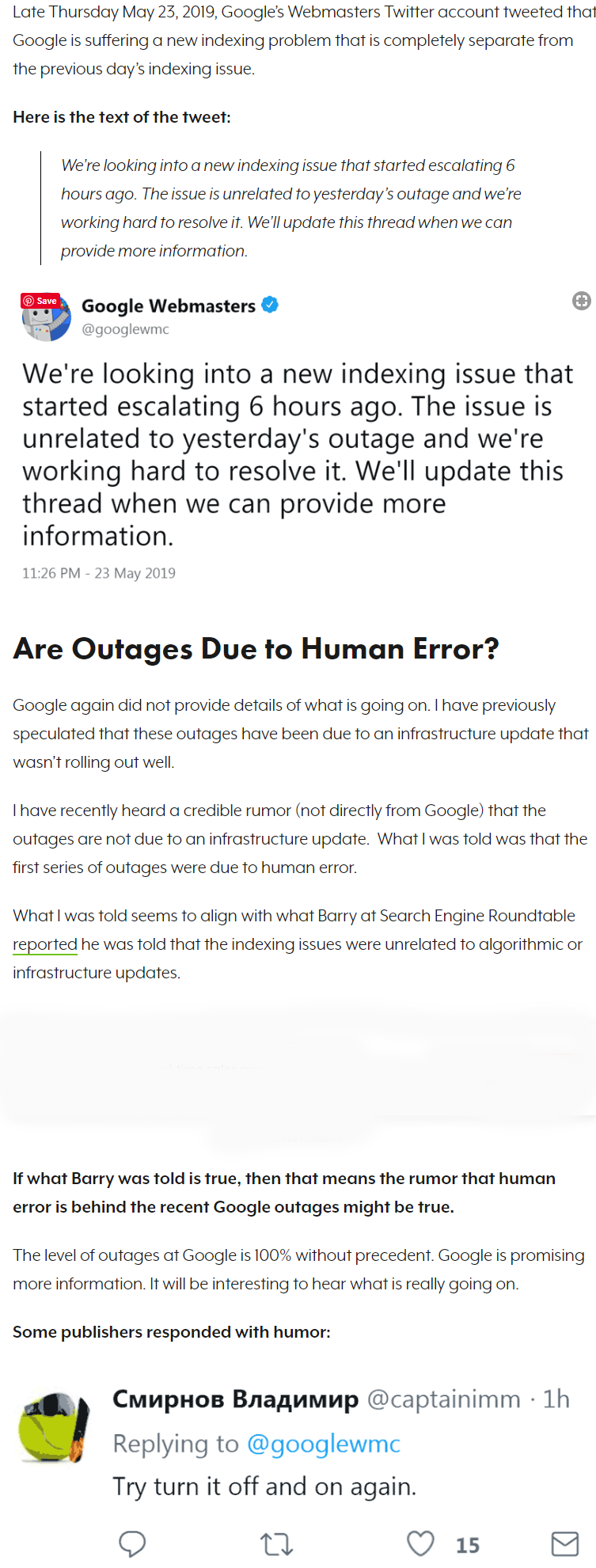 NEW Google Indexing Issue Ongoing Friday May 24